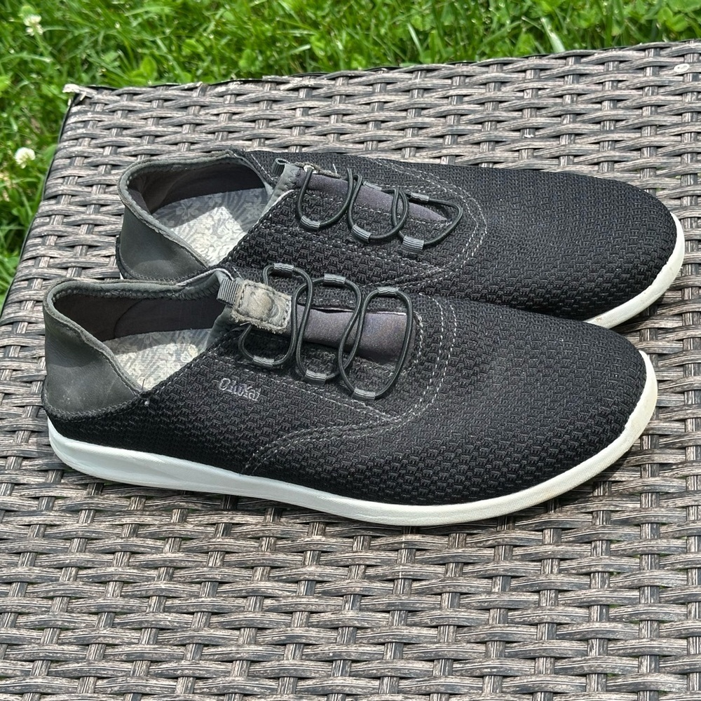 OluKai Black Sneakers with Breathable Mesh and Slip-On Design - Picture 2 of 6
